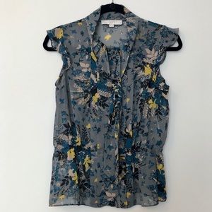 LOFT Grey Flutter Sleeve Tank